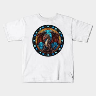 Stained Glass Dragon #4 Kids T-Shirt